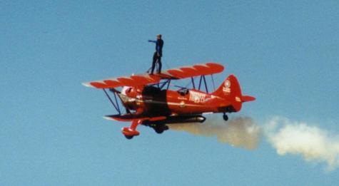 [Wingwalking on the jet-prop plane!]